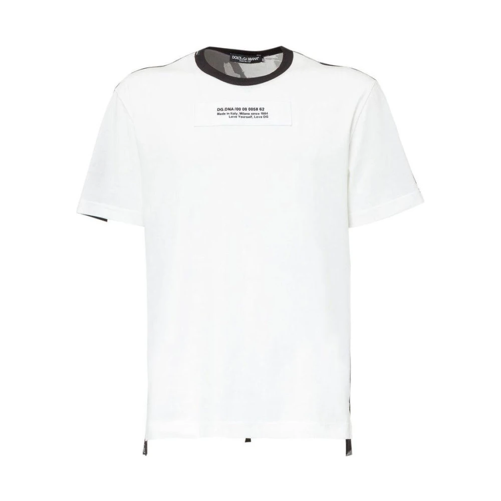 Dolce & Gabbana Geborduurd Logo Camo Print T-shirt White Heren
