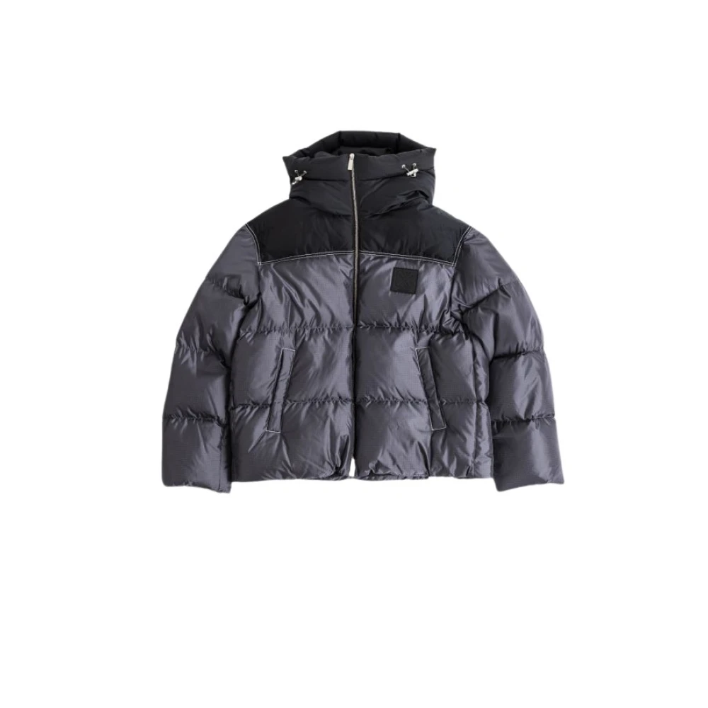 Off White Grijze Patch donsjack met capuchon Gray Heren