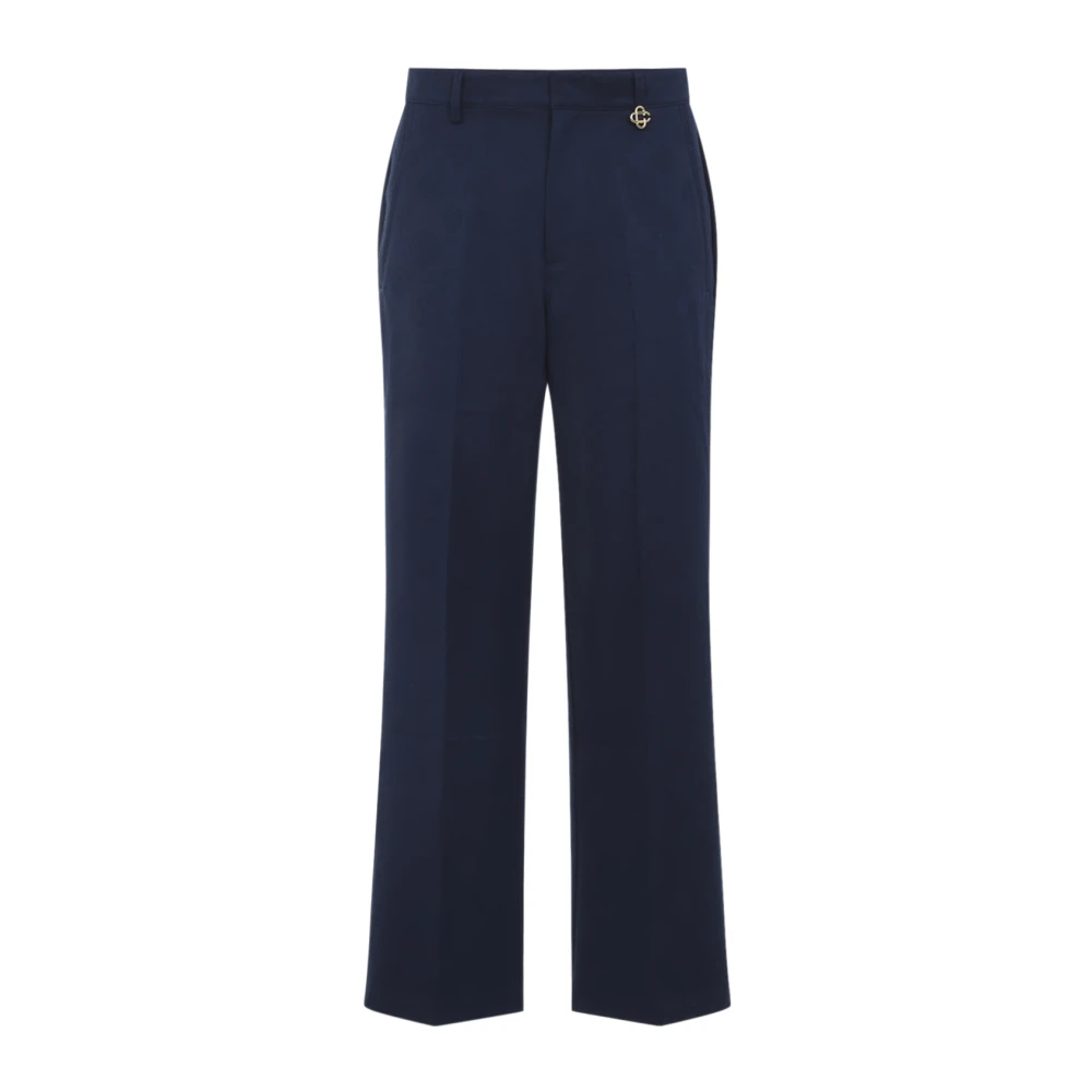 Casablanca Men's Blue Wide Trousers, L, Monogram Chinos