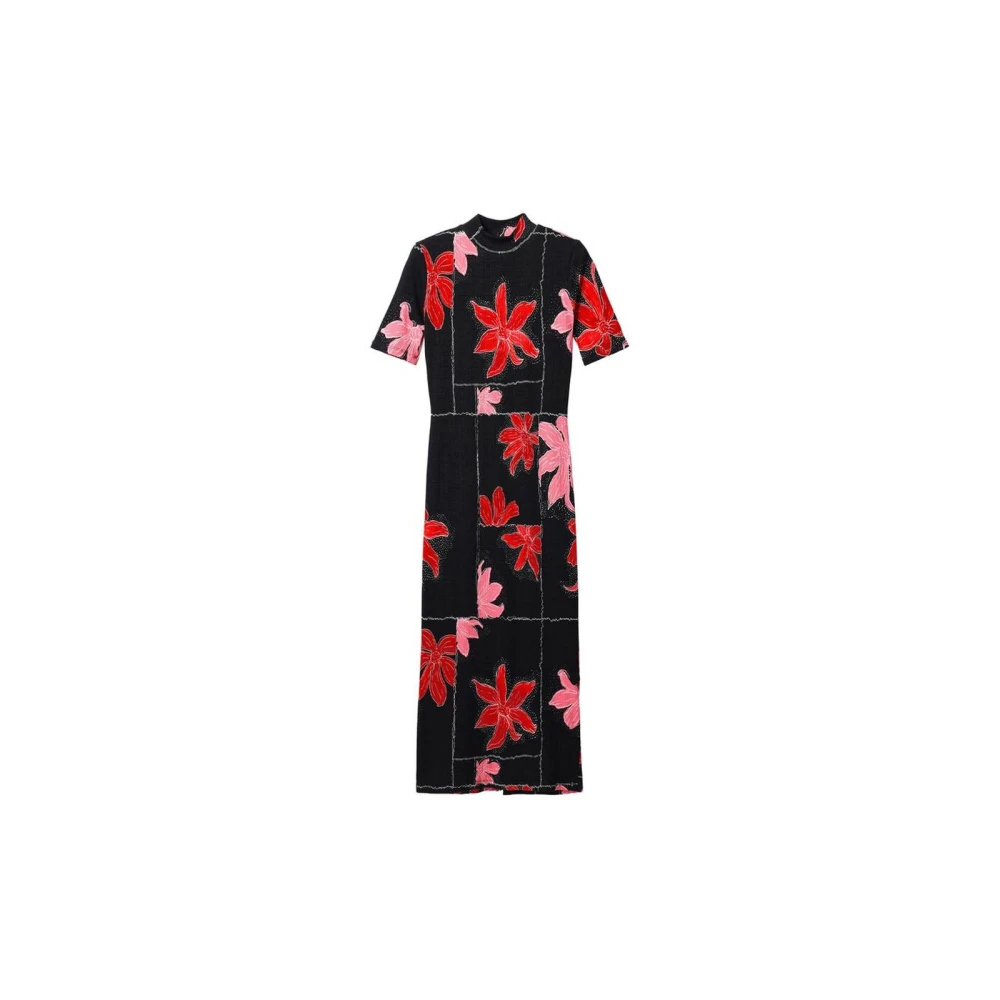 Desigual Rode Viscose Blend Maxi Jurk Red Dames