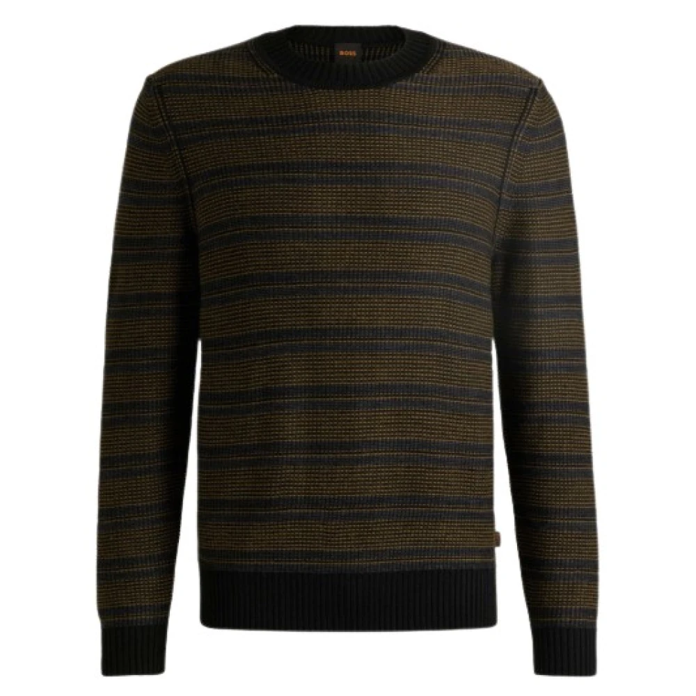 Hugo Boss Zwarte trui met patroon ronde hals Black Heren