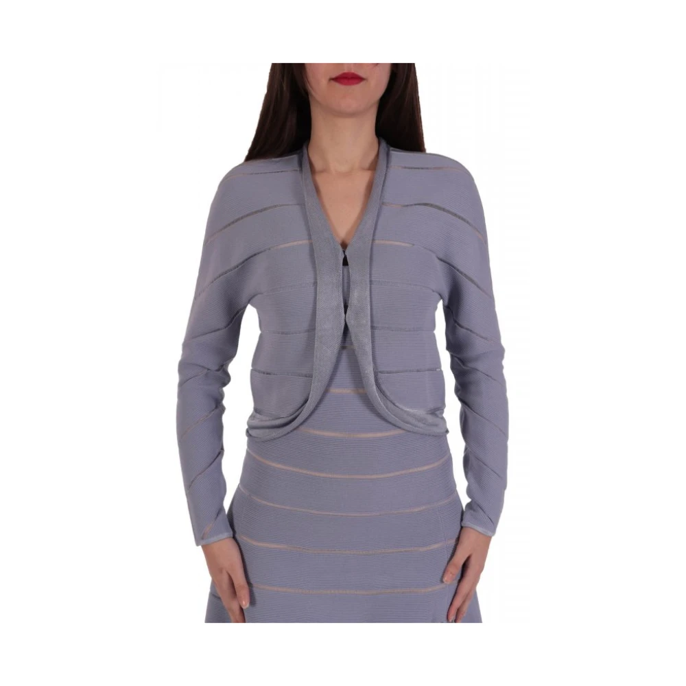 Emporio Armani Purple Cardigans, Female, M, Knit Bolero Stripe
