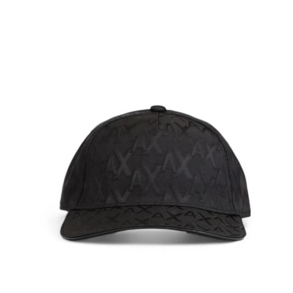 Armani Exchange Zwarte polyester hoeden en petten Black Heren