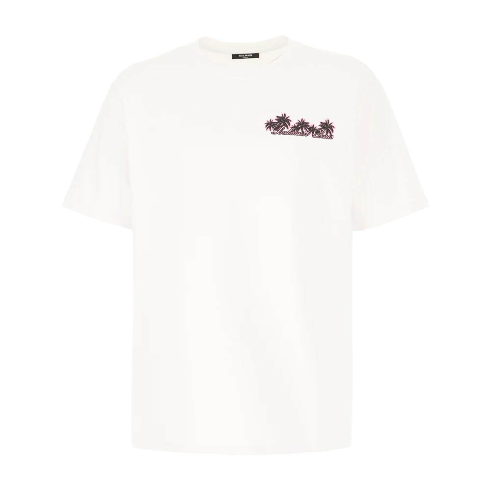 Balmain Club Signature bedrukt T-shirt White Heren