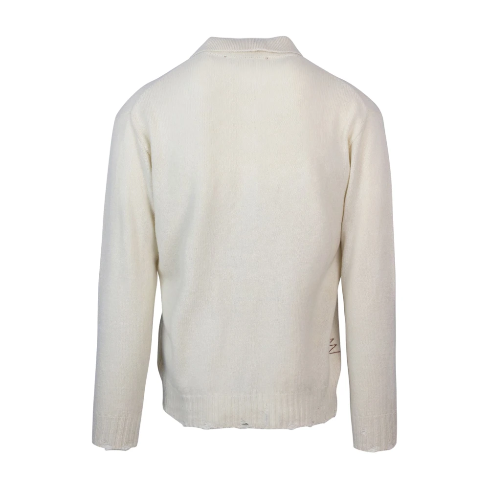 Amaránto Luxe Wol Kasjmier Polo Sweater White Heren