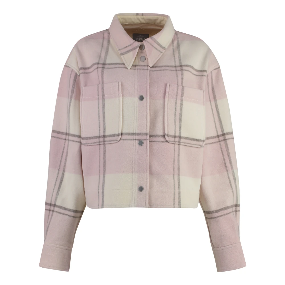 Canada Goose Wollen Overshirt met Motif Back Logo Pink Dames