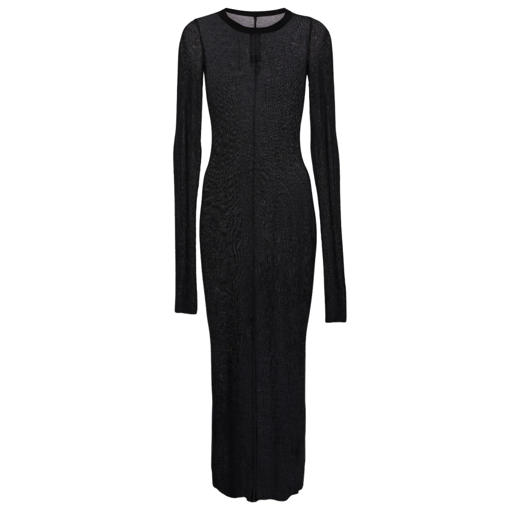 Rick Owens Zijden Viscose LS Jurk Black Dames