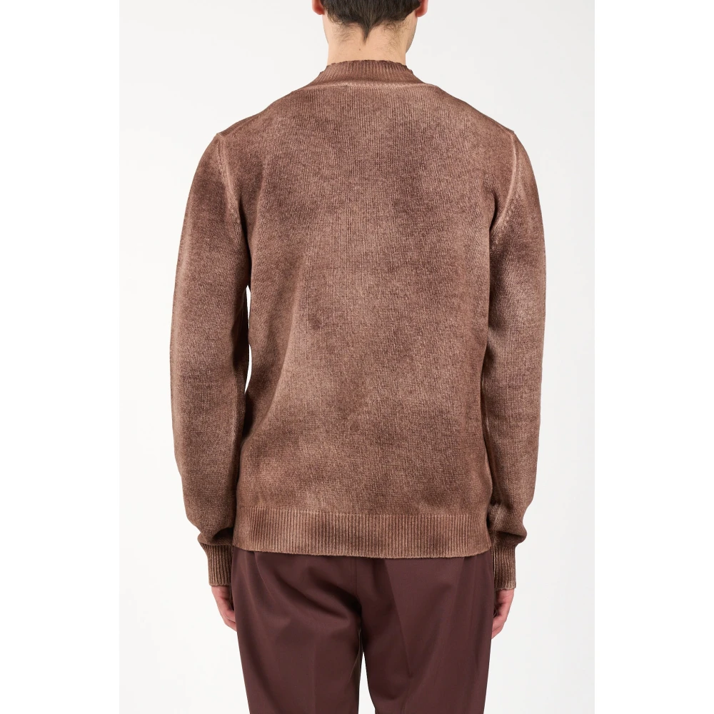 Mauro Grifoni Wolmix Half-Zip Trui Brown Heren