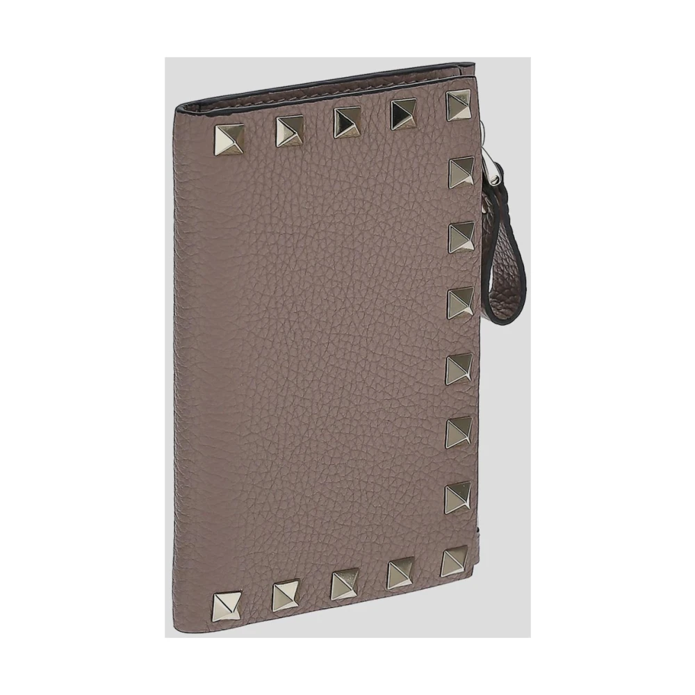 Valentino Garavani Leren Logo Portemonnee Beige Dames