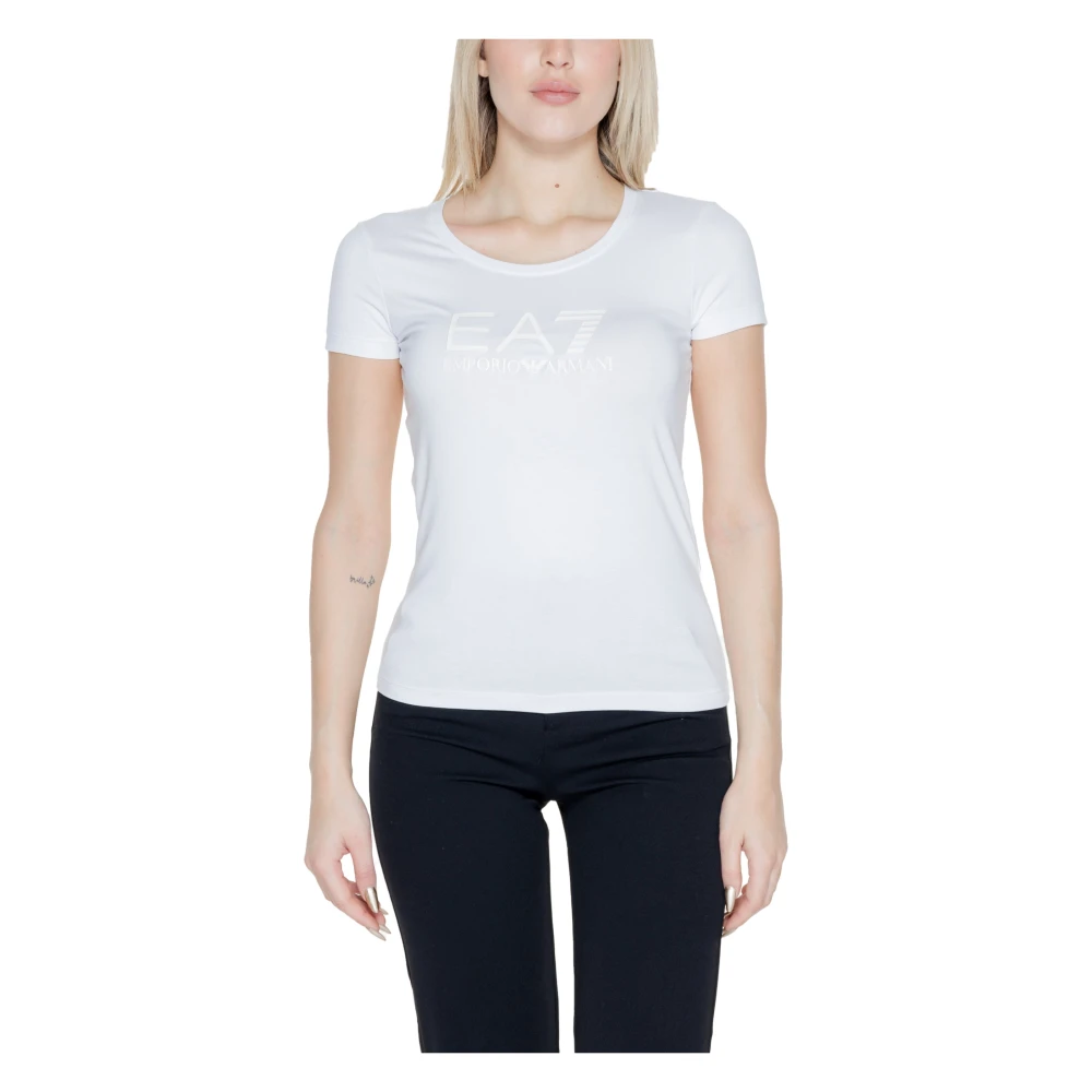 Emporio Armani EA7 Dam T-shirt Vår/Sommar Kollektion Bomullsblandning White, Dam
