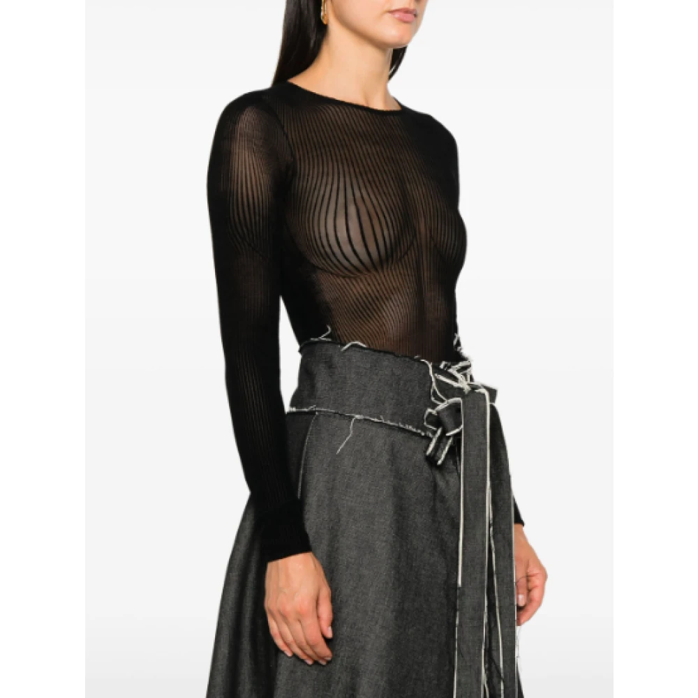 Jean Paul Gaultier Zwart Flocked Mesh Body Black Dames