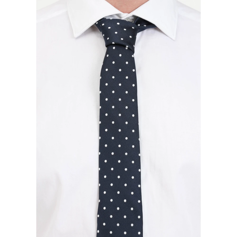 Lanvin Blauwe zijden stropdas met stippen Blue Heren