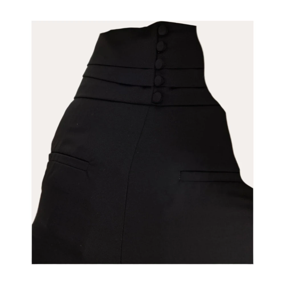 Róhe Hoge Taille Cumberband Broek Black Dames