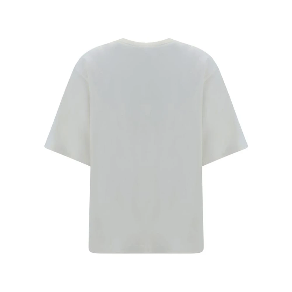 Róhe Katoenen Geribbeld T-shirt Monochroom Oversized Pasvorm White Dames