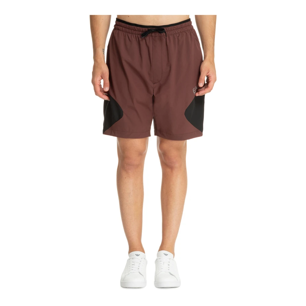 Emporio Armani EA7 Trekkoord Mid Taille Track Shorts Brown Heren