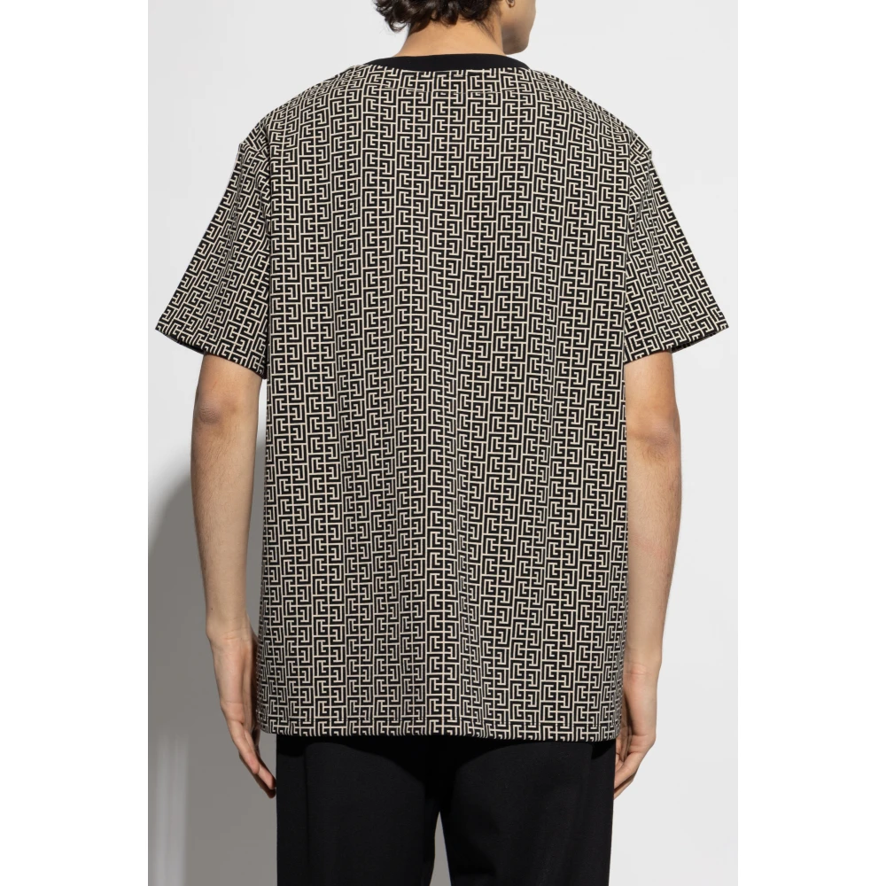 Balmain T-shirt met monogram Beige Heren
