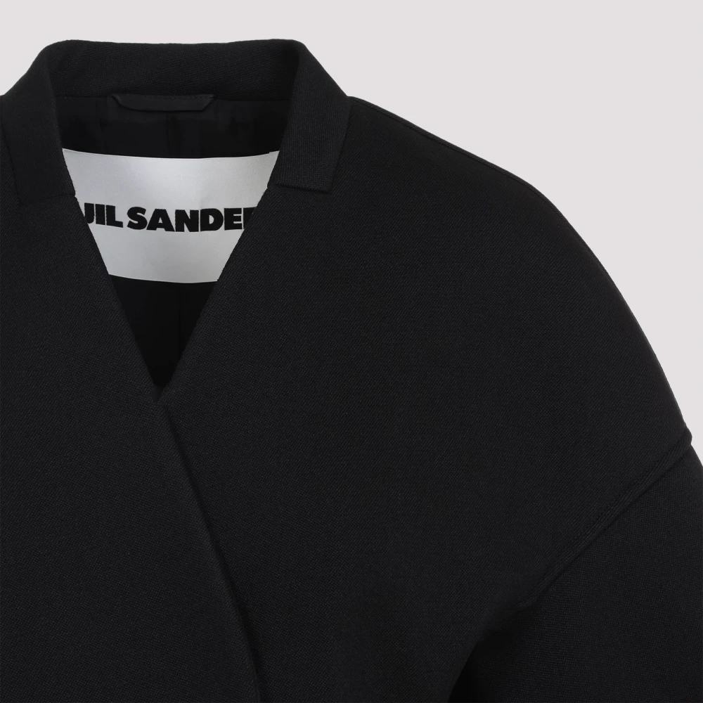 Jil Sander Zwarte Wollen Jas Elegant Black Dames