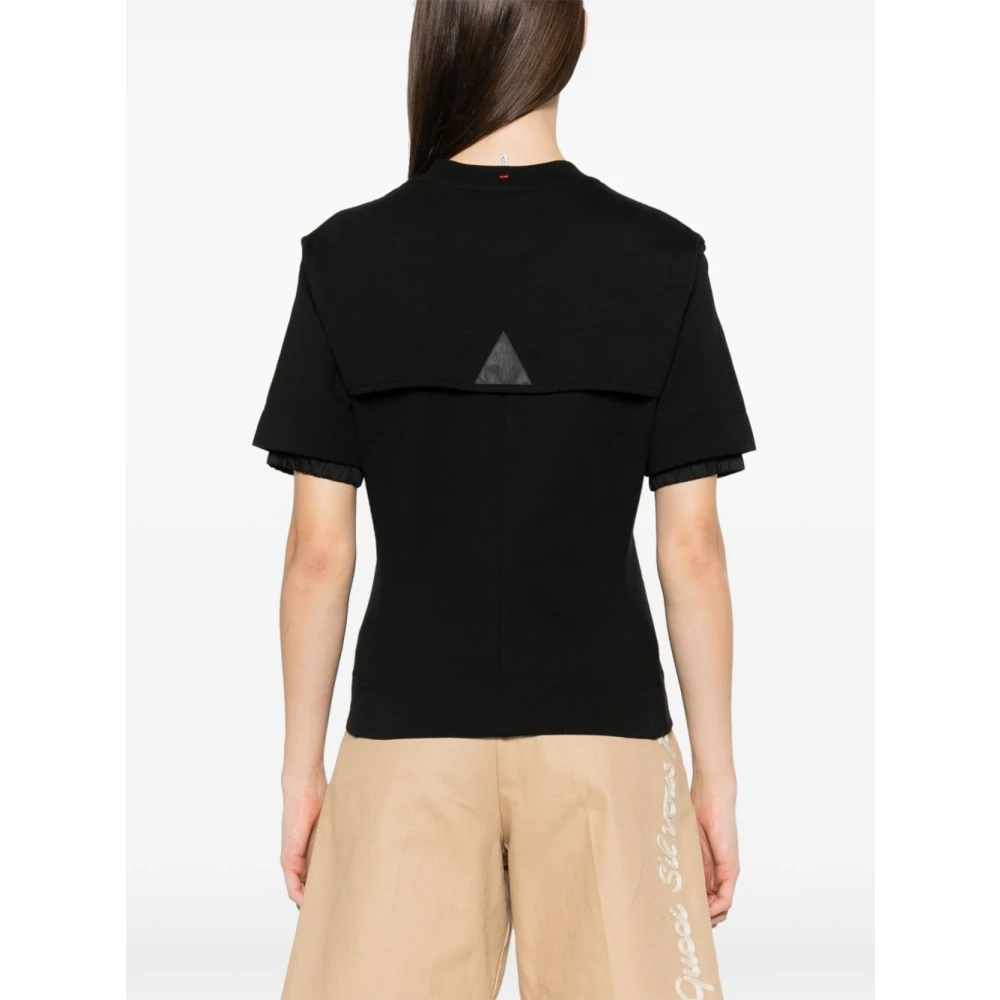 Moncler Zwarte T-shirts en Polos met Logo Patch Black Dames