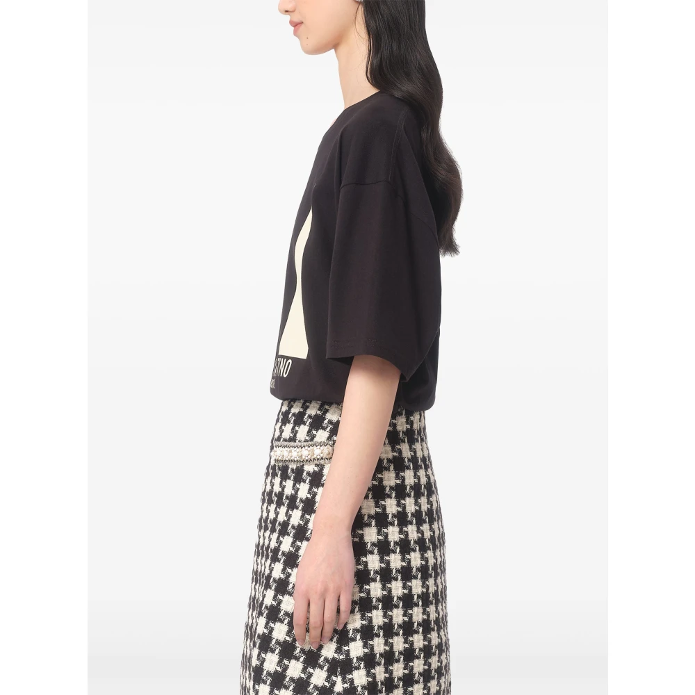 Valentino Garavani Zwarte Jersey Katoenen T-shirts en Polo's Black Dames