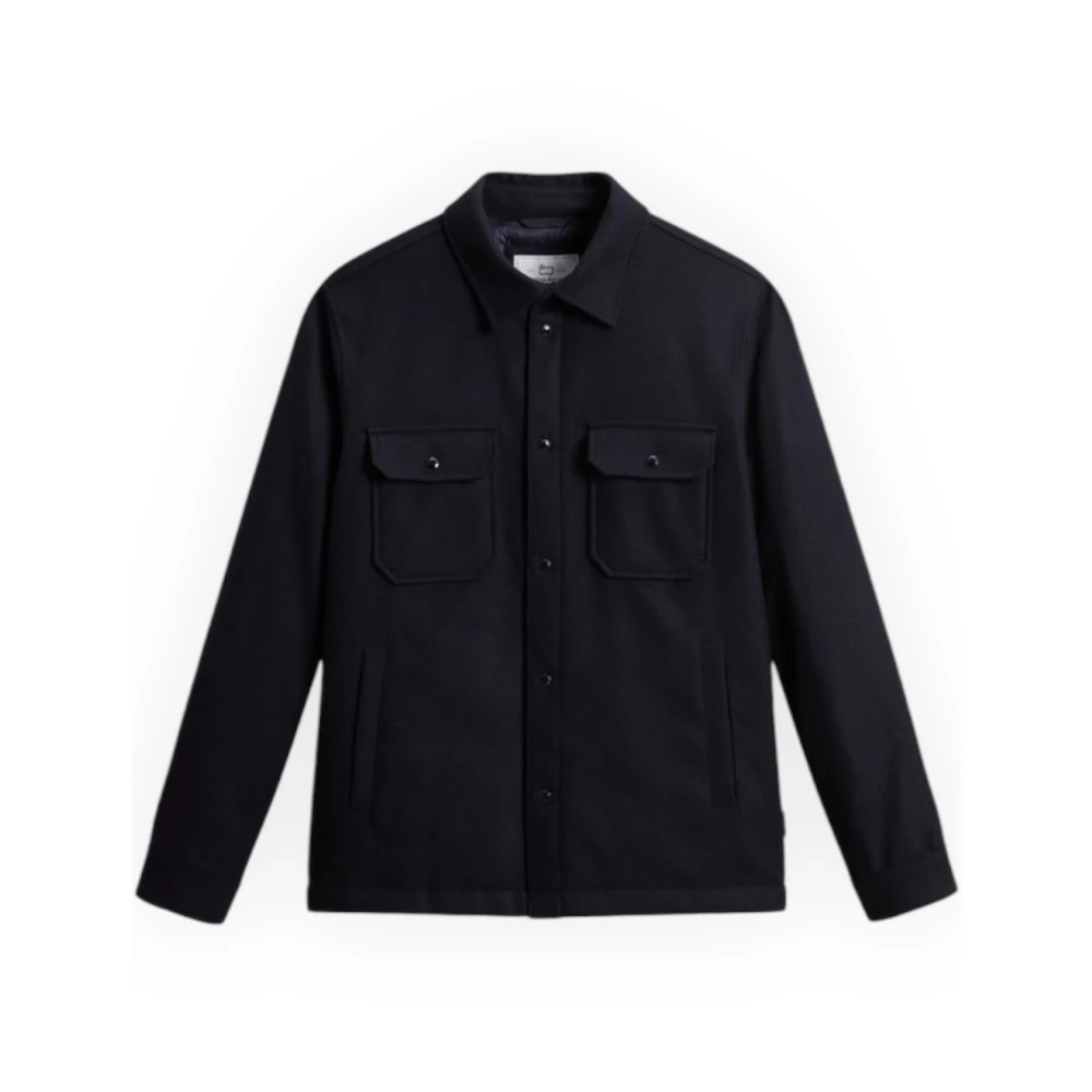 Woolrich Alaskan Wool Overshirt Blue Heren