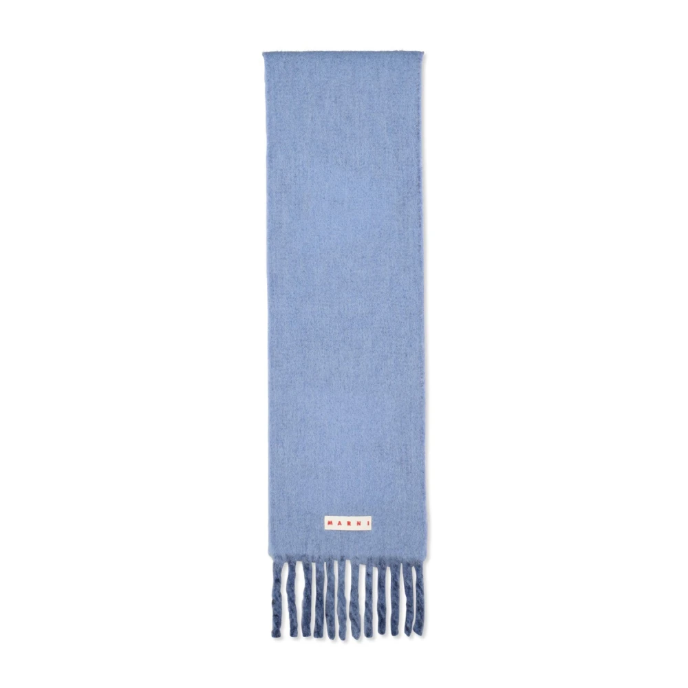 Marni Alpaca wollen sjaal met franjes Blue Heren