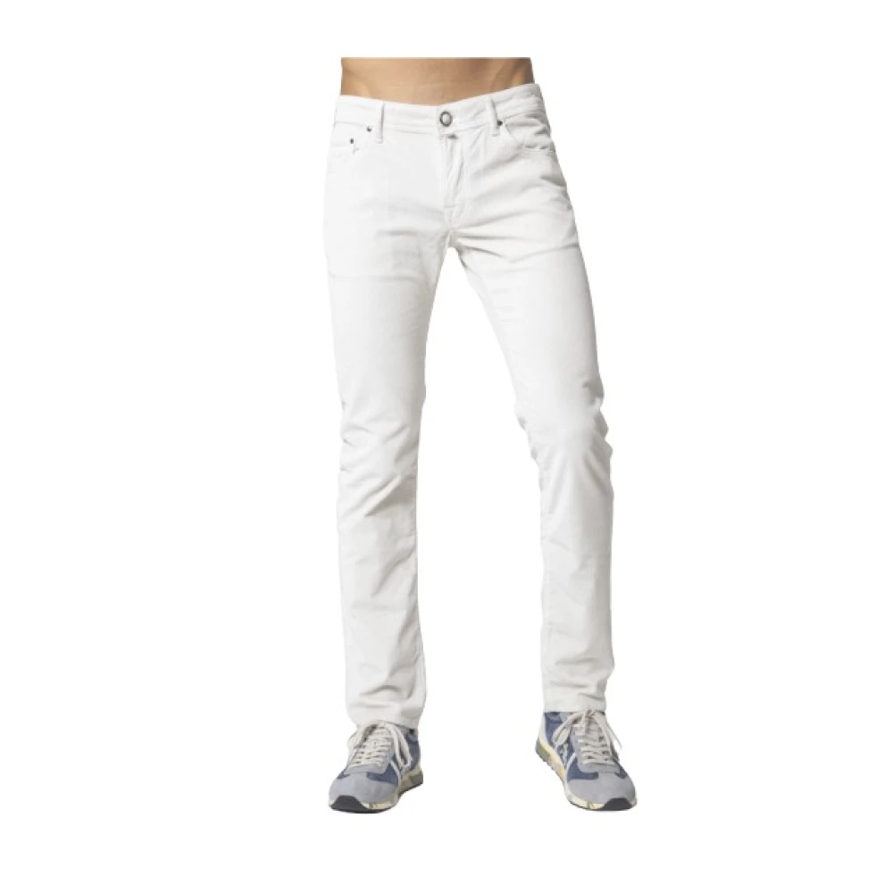 Jacob Cohën Uomo Bianco Jeans Slim Fit In Velluto A Coste