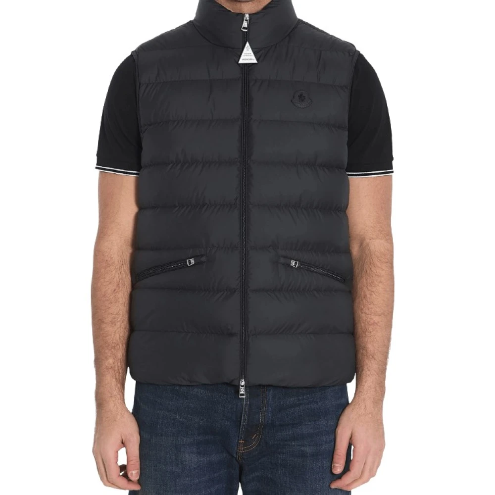 Moncler Zwart Gilet met Opstaande Kraag Black Heren