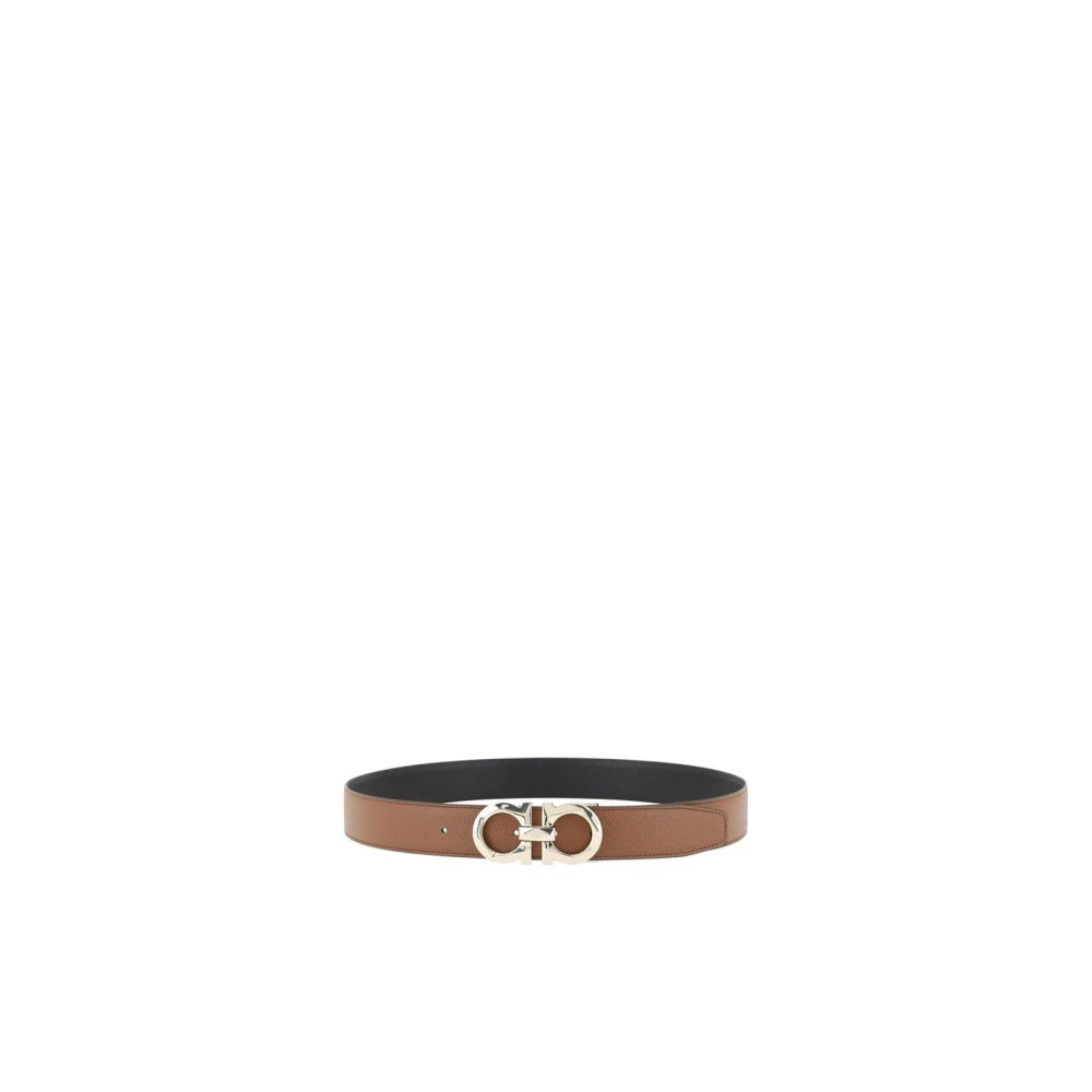 Salvatore Ferragamo Bruin Leren Omkeerbare Gancini Riem Brown Heren