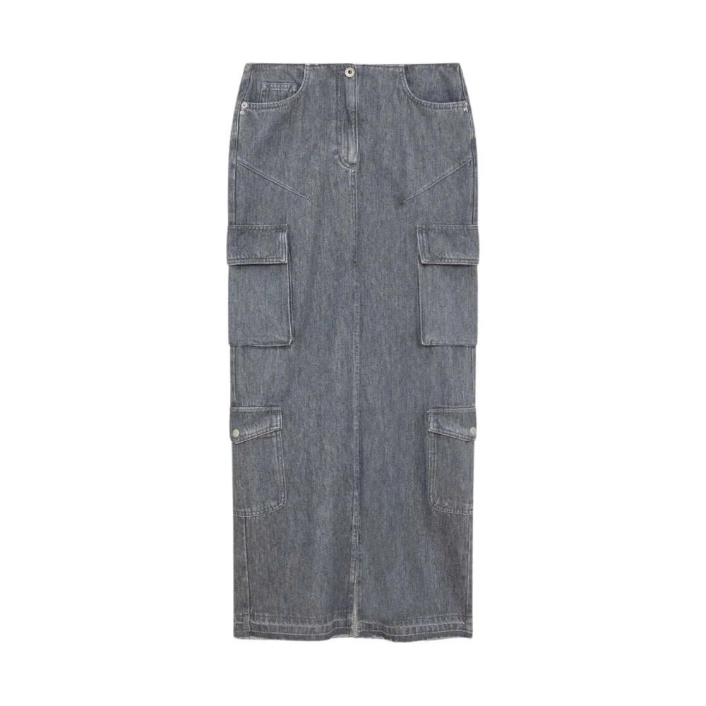 Patrizia Pepe Grå Denim Kjol Gray, Dam