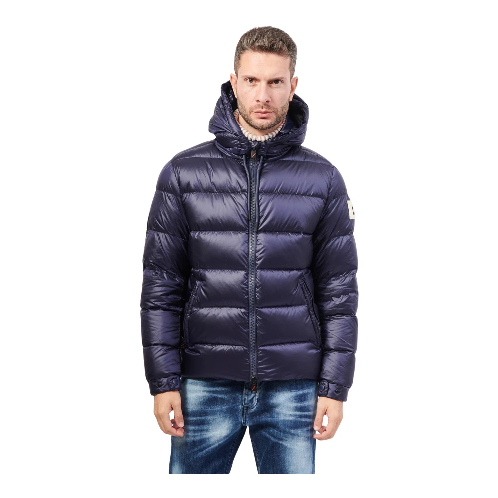 Afterlabel Blauwe korte donsjas met capuchon Blue Heren
