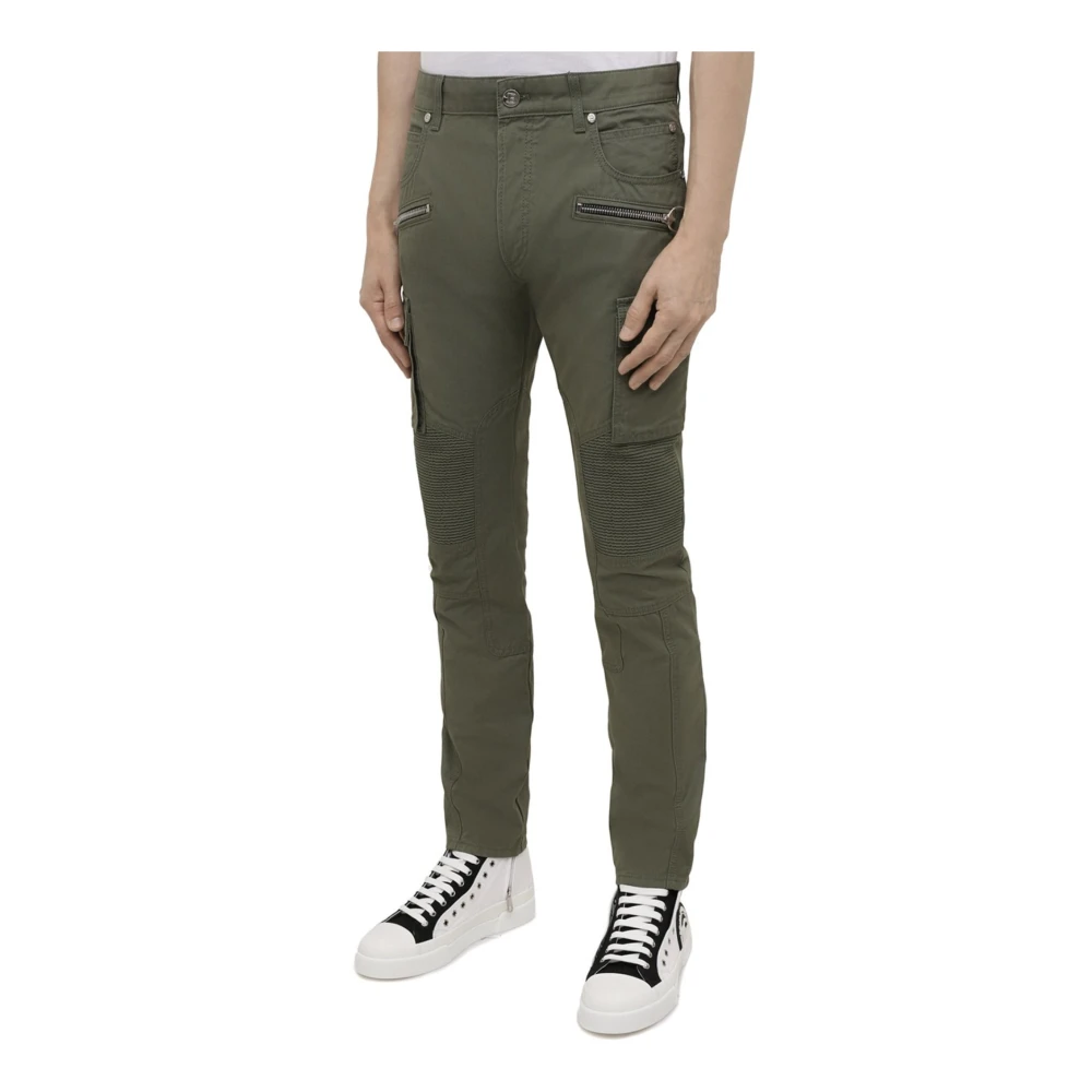 Balmain Cargo Broek met Logo Print Green Heren