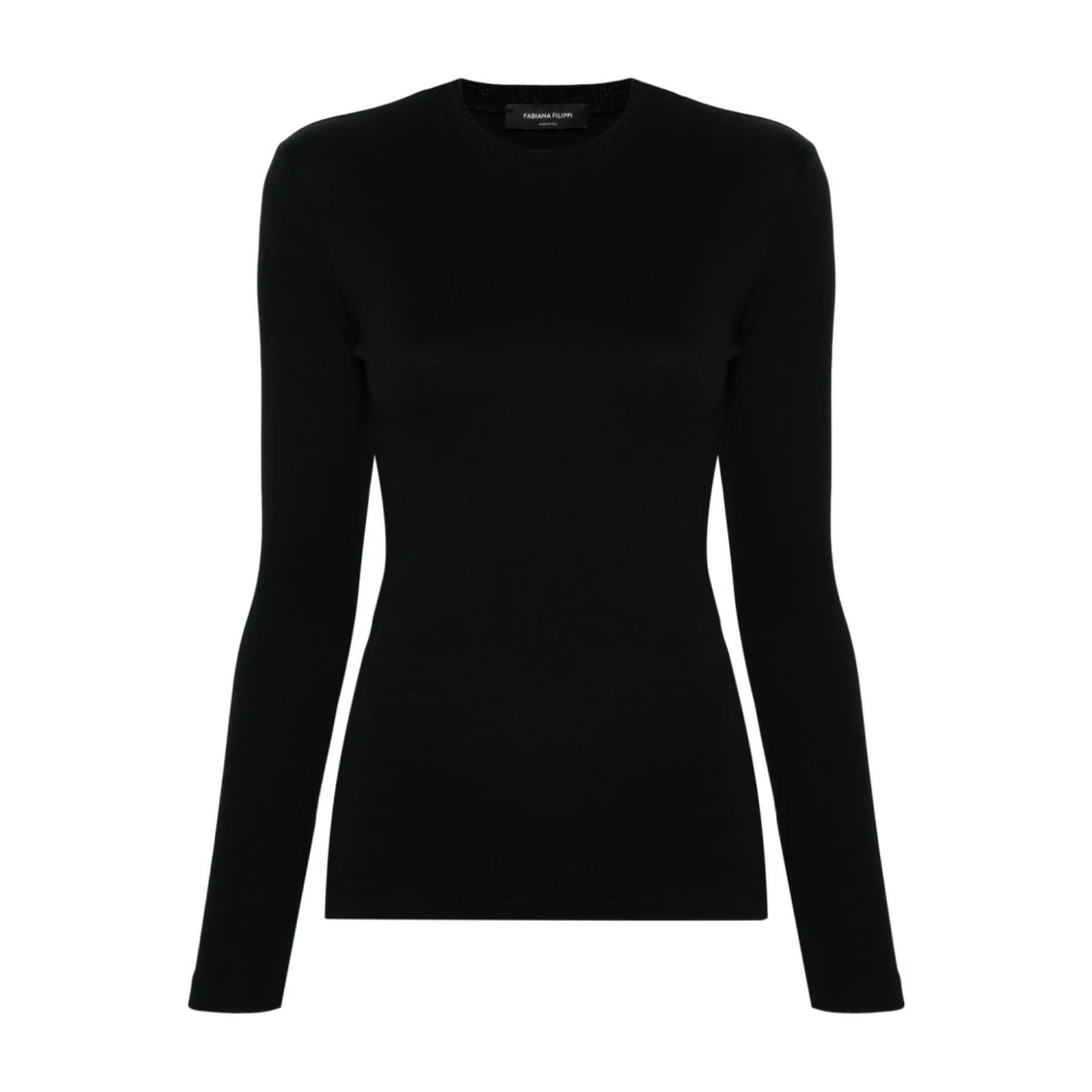 Fabiana Filippi Zwarte Manga Longsleeve T-Shirt Black Dames