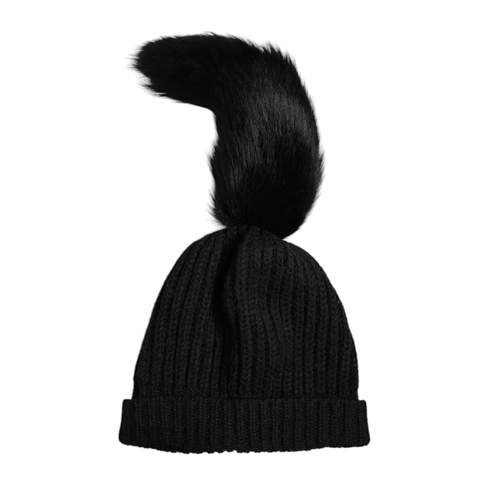 Dolce & Gabbana Women's Black Luxurious Knitted Winter Beanie Hat