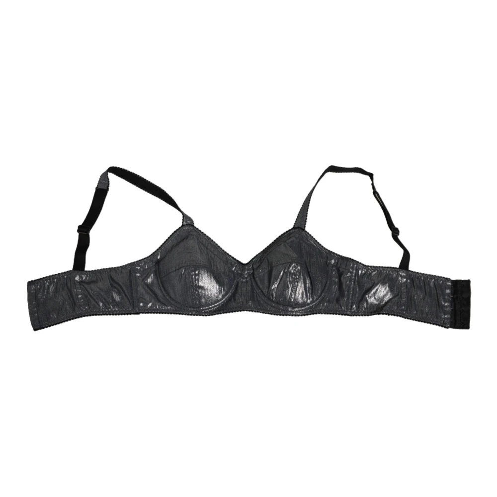 Dolce & Gabbana Women's Black Silk Balconette Bra Dark Gray - Bras - S - Underwear