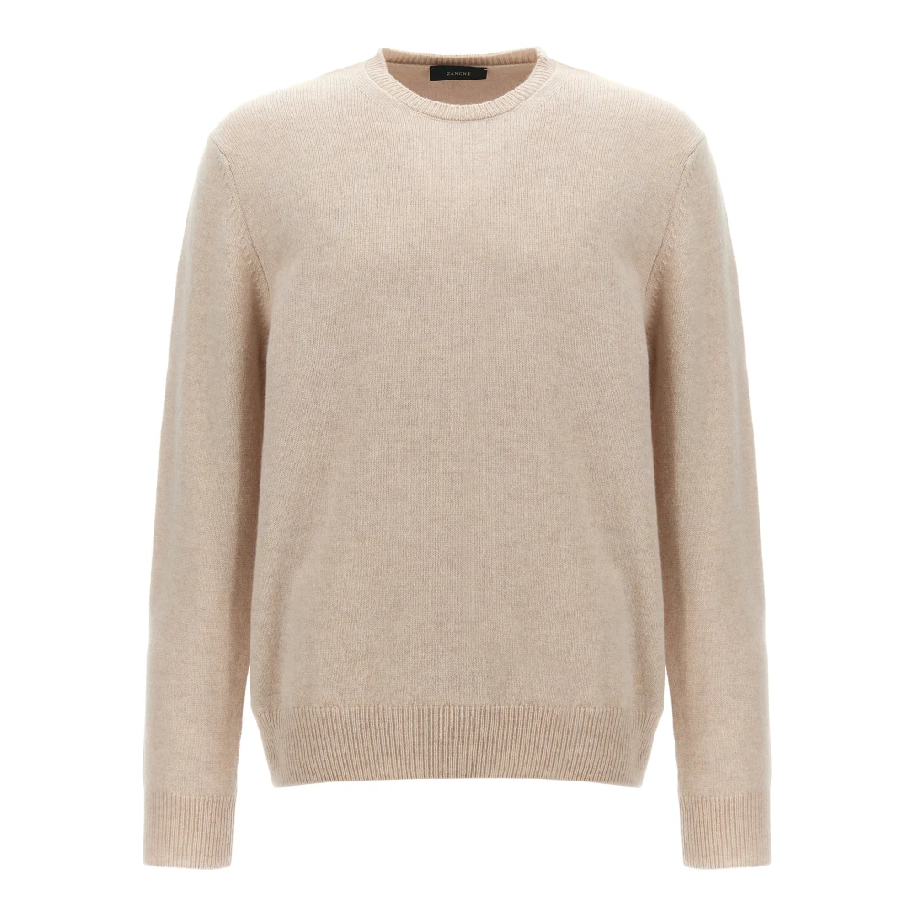 Zanone Mannelijk Beige Trui Met Ronde Hals