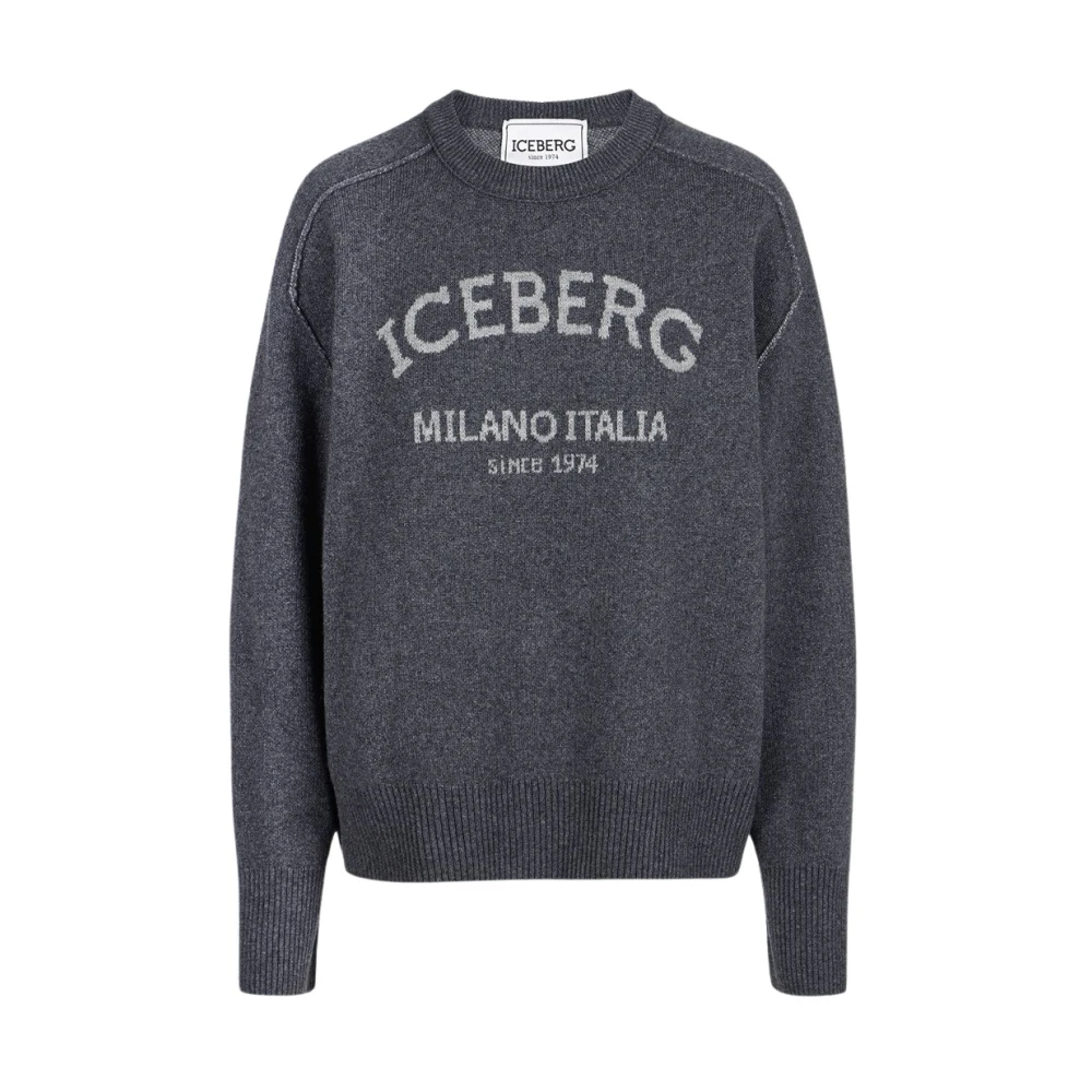 Iceberg Trui met ronde hals en logo Gray Dames