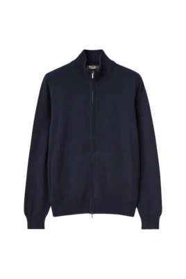Blå Cashmere Zip-Up Bomberjacka