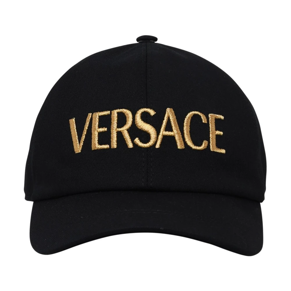 Versace Katoenen pet met geborduurd logo Black Dames