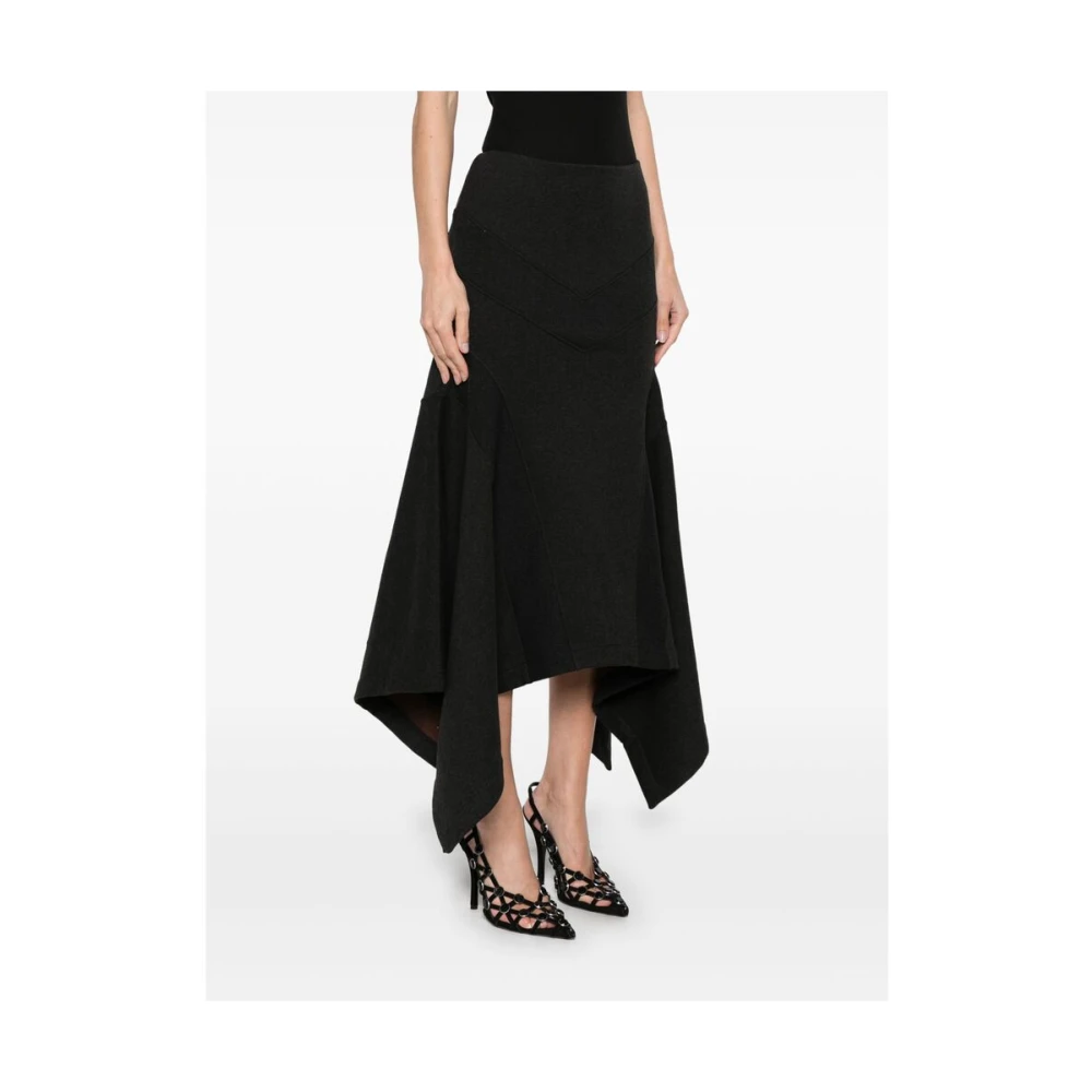 The Attico Zwarte Rok met Zakdoekzoom Black Dames