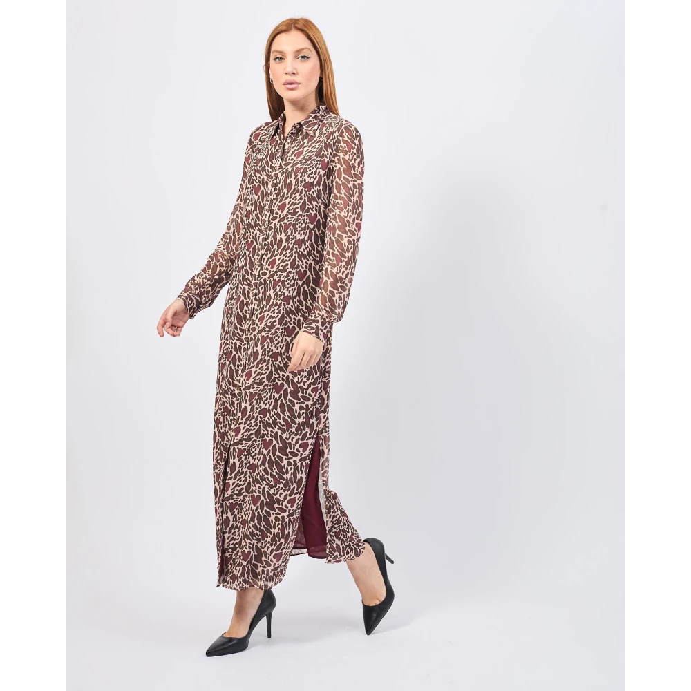 Fracomina Dierenprint Lange Overhemdjurk Multicolor Dames