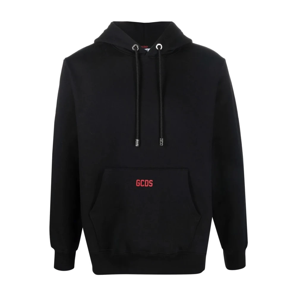 Gcds Hoodies, Male, L, Casual Cotton Hoodie Black