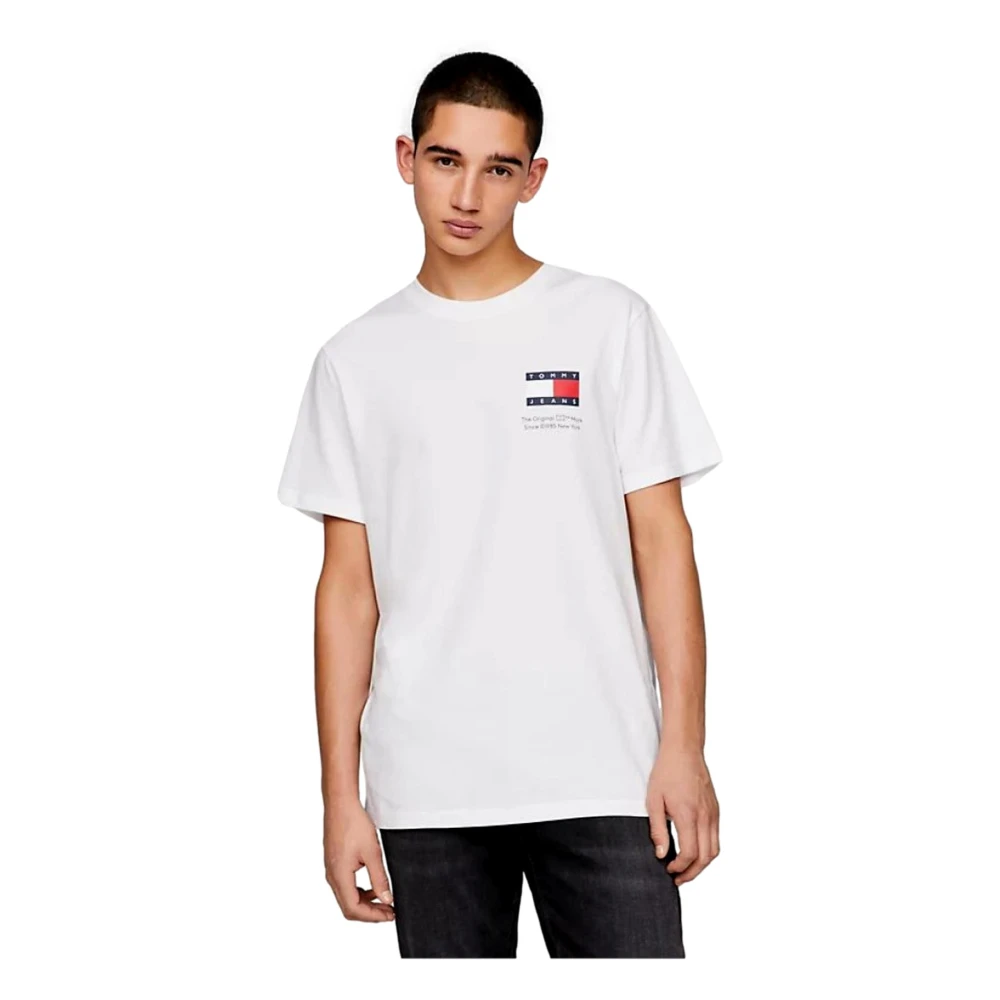 Tommy Jeans Witte Katoenen T-shirt met Halve Mouwen voor Heren White Heren