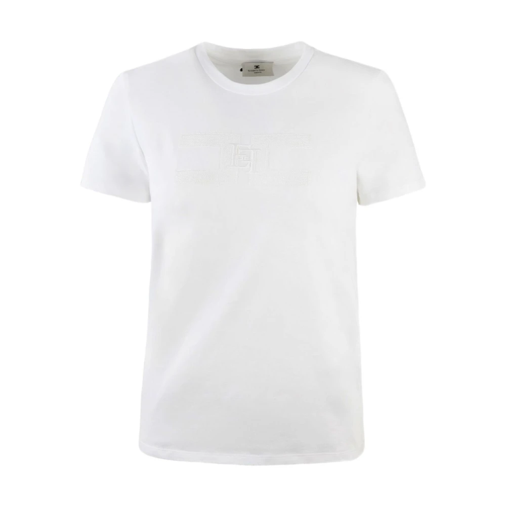 Elisabetta Franchi White T-Shirts, Female, L, Cotton Jersey T-Shirt