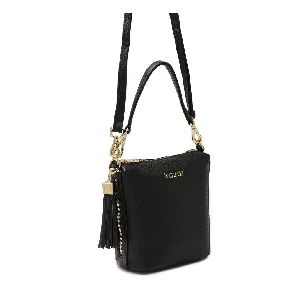 Kazar Leren zwarte posttas met afneembare sleutelhanger Black Dames