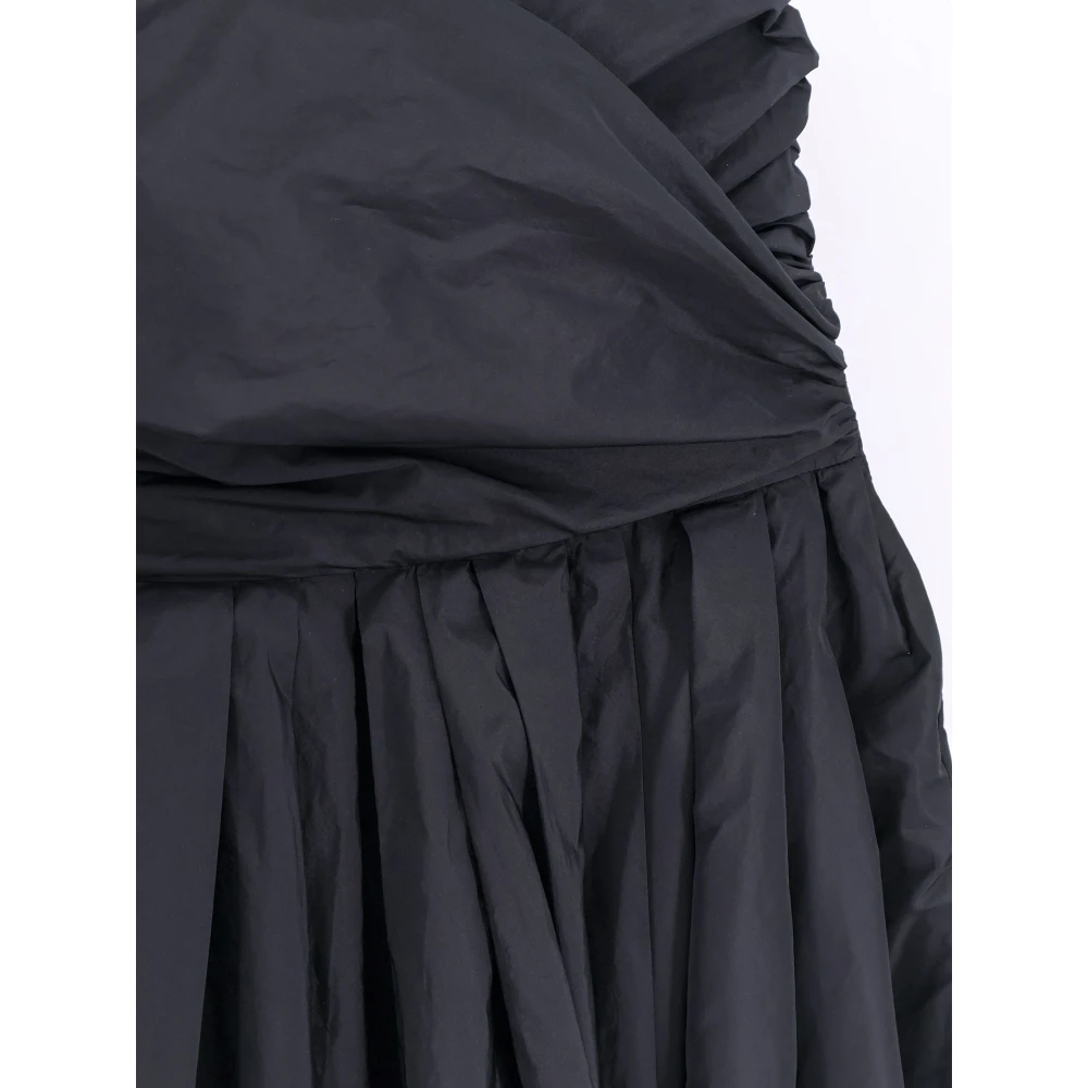 pinko Asymmetrische Taffeta Lange Jurk met Split Black Dames