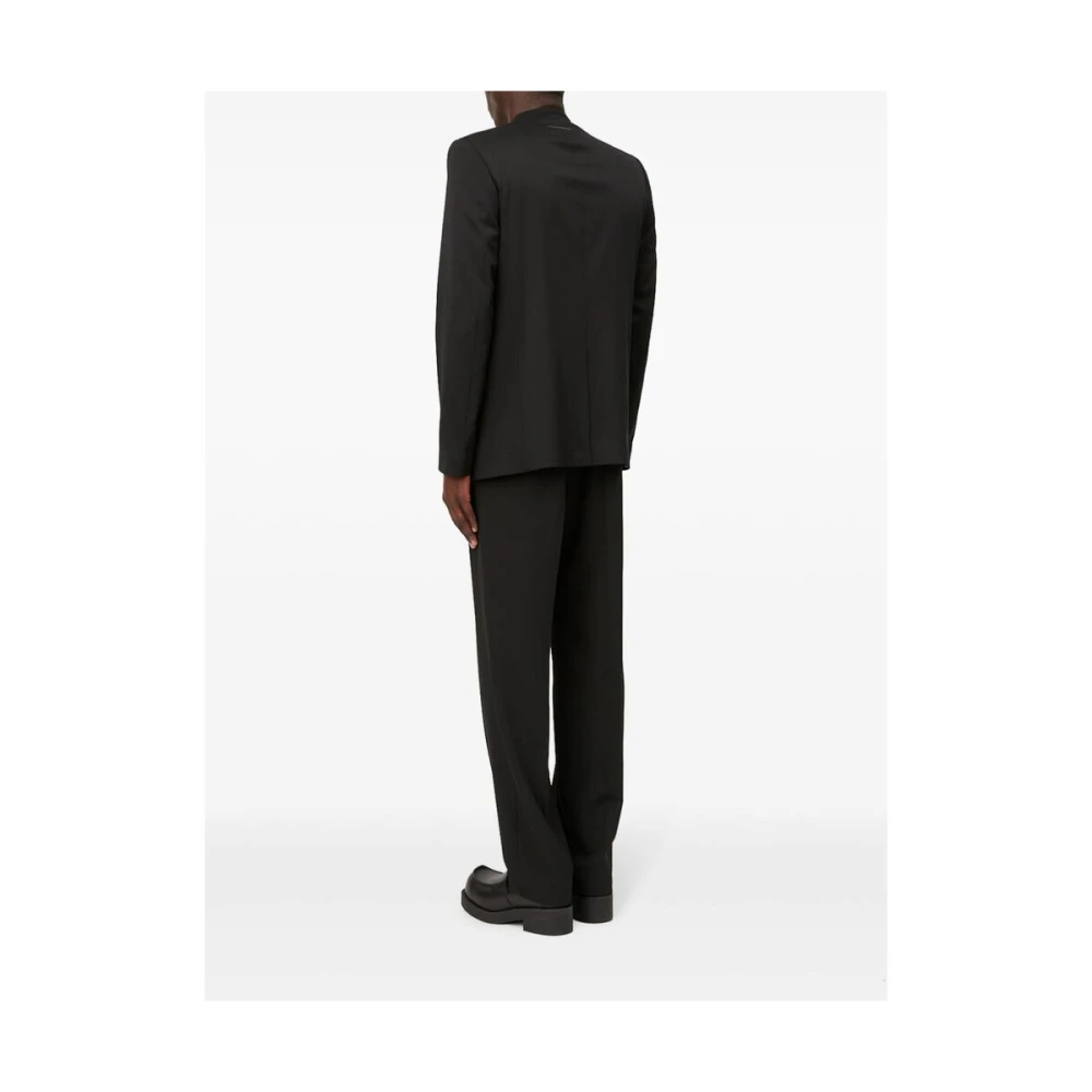 MM6 Maison Margiela Zwart V-hals Geknoopte Buitenkleding Black Heren