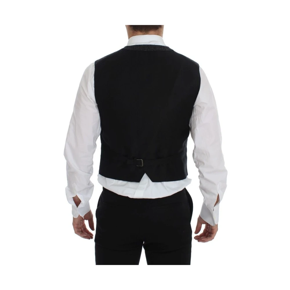 Dolce & Gabbana Elegante Grijze Wollen Blend Vest Gray Heren