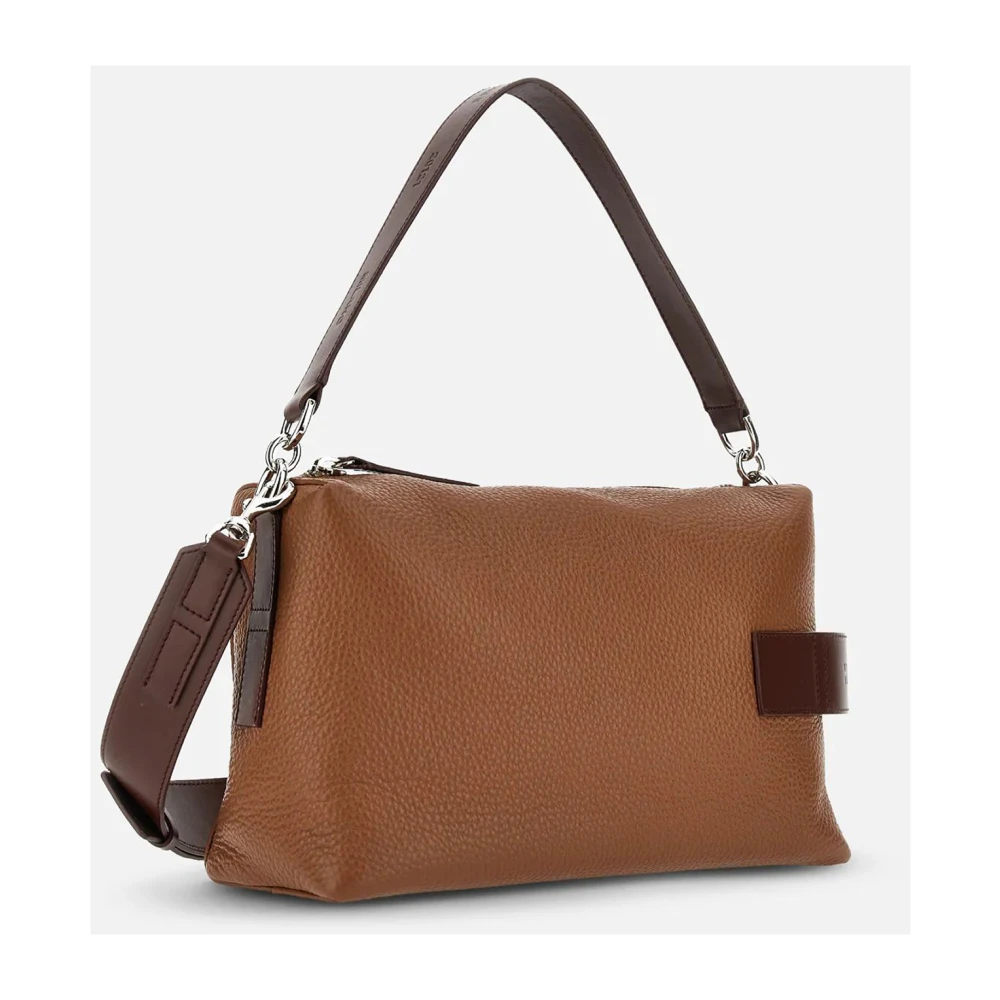 Hogan Script Satchel Tas in Bruin Leer Brown Dames