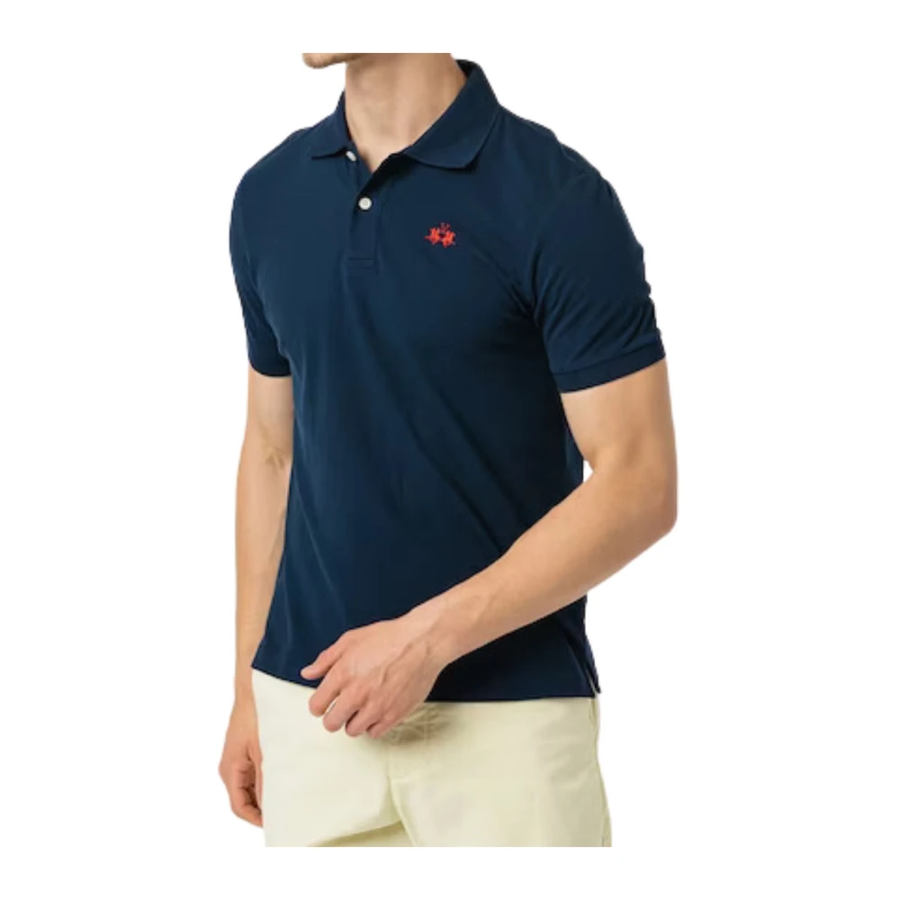 La Martina Men's Blue Classic Pique Polo Shirt