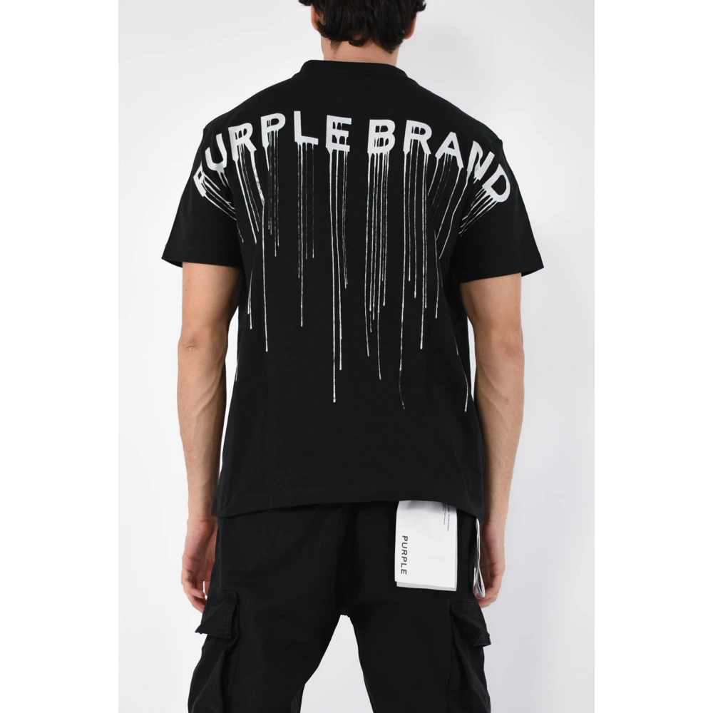 Purple Brand Zwarte Katoenen T-shirt Oversized Fit Black Heren
